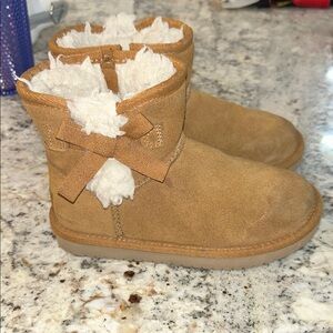 UGG Tan Kids Boots with Bow Accent